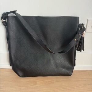 Taleen Black Tassel Handbag Tote Bag Casual Minimalist NEW